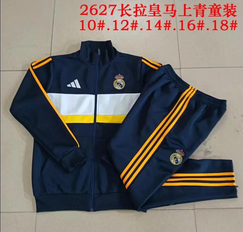 Kids Real Madrid 26/27 Tracksuit - Navy Blue/White